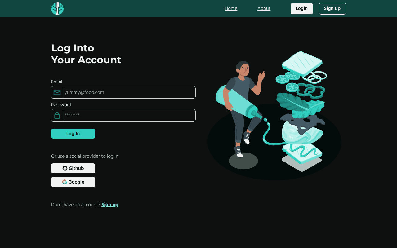 Bite Balance login page