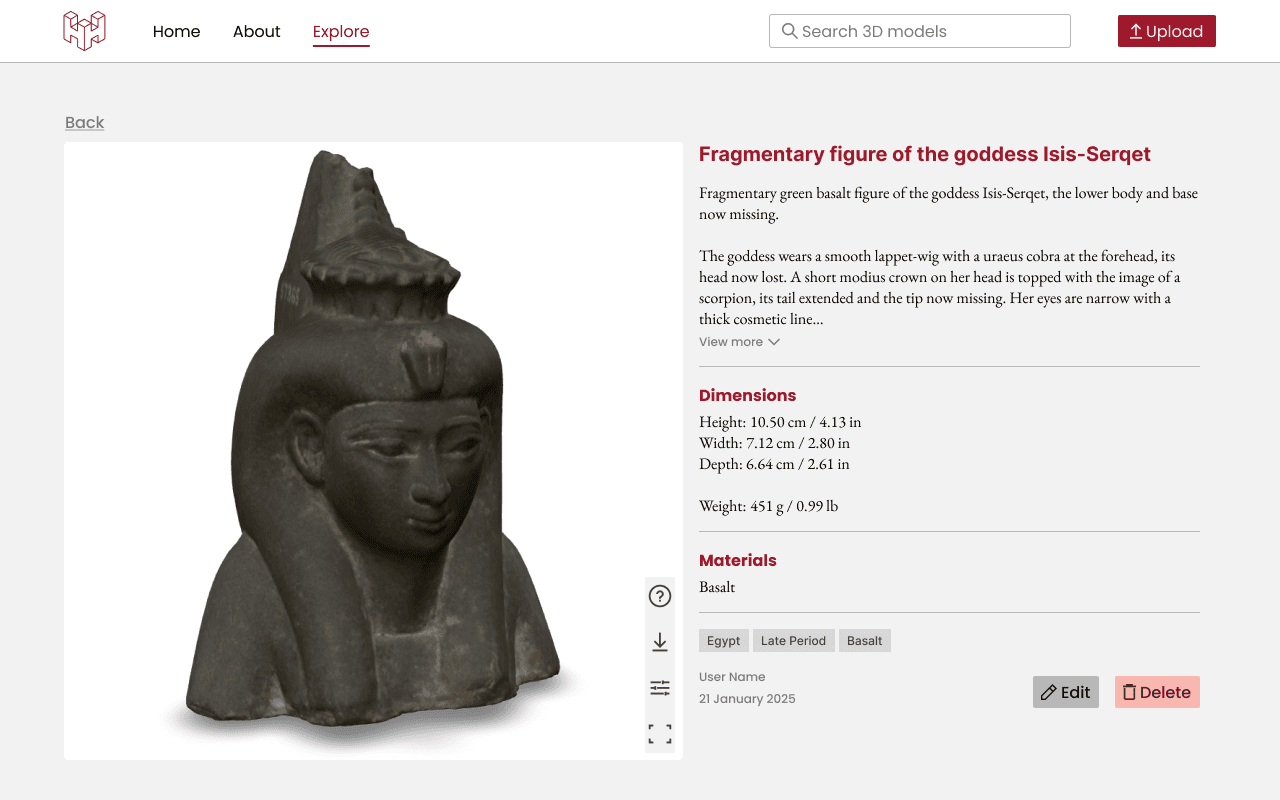 Heritage Hub model detail page