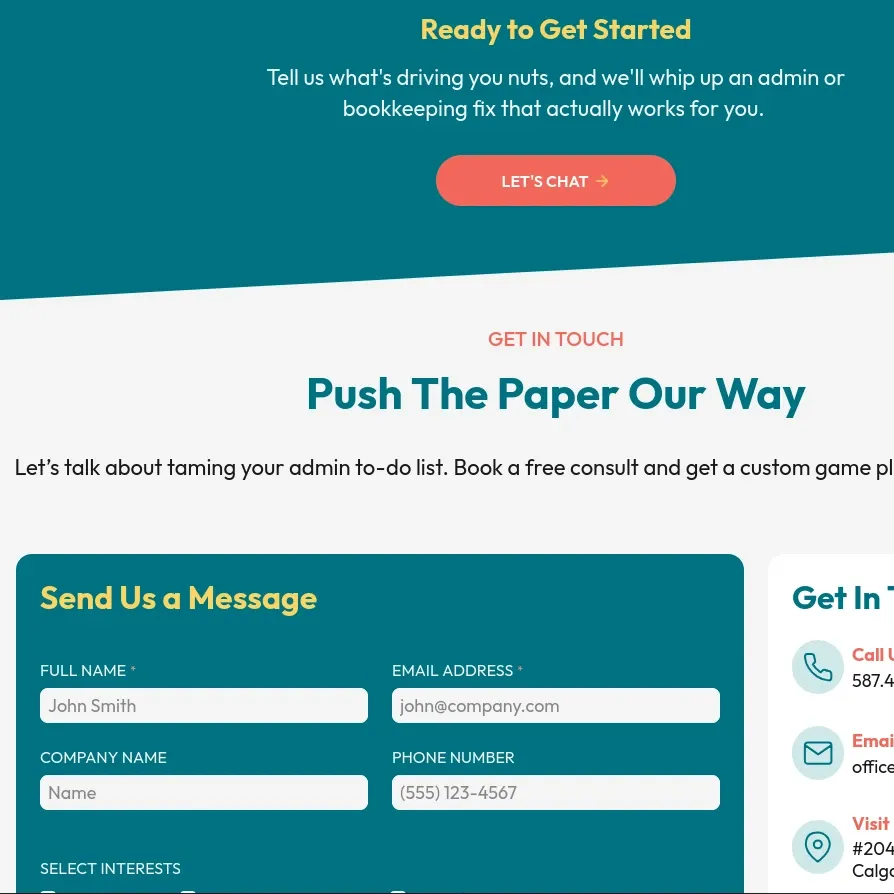Contact form section