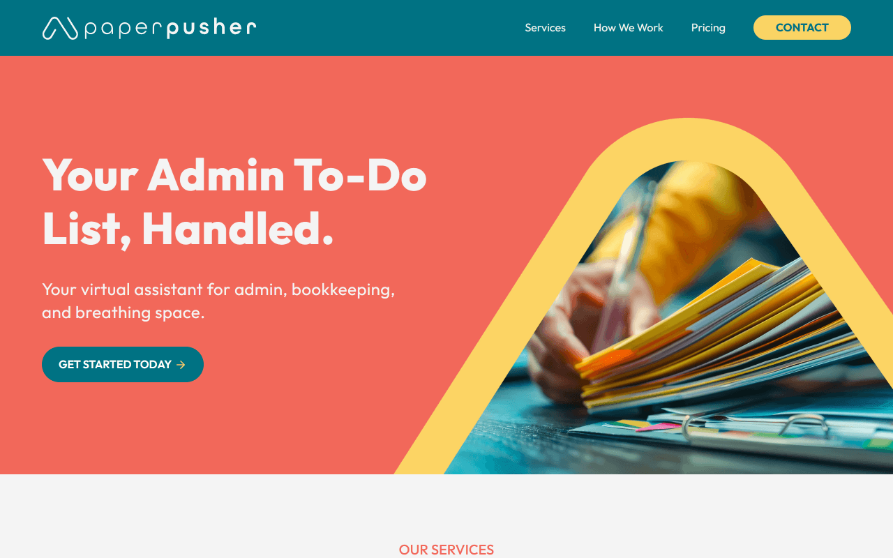 Paper Pusher hero section